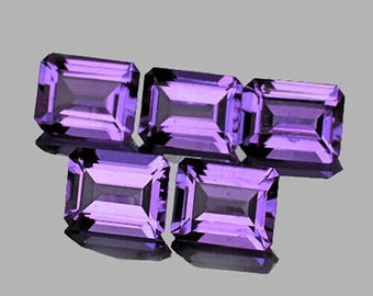 7x5mm 5 pieces Octagon AAA Fire Natural Top Purple Amethyst (Flawless-VVS)