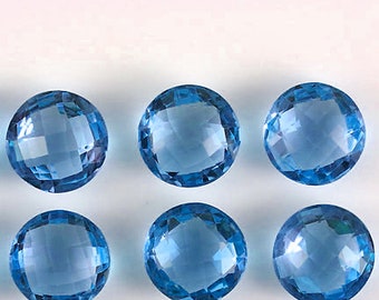 Swiss Blue Topas Runde 6.00 mm 6 Stück, Flawless-VVS Clarity, Natürlicher Loser Edelstein für Schmuck