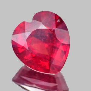 8.00 mm {2.05 cts} Heart AAA Fire Natural Red Ruby Mozambique (VVS )