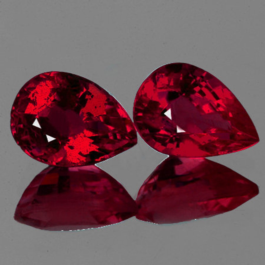 7x5 Mm 2 Pcs Pear AAA Fire Intense Red Mozambique Ruby Natural - Etsy