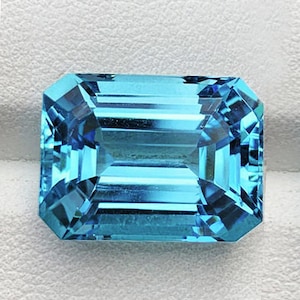 7x5 mm { 1.28 cts} Emerald Cut Best AAA Fire Natural Electric Blue Zircon {Flawless-VVS1}
