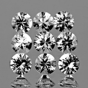 3,00 mm 9 stycken runda maskinbriljantslipade extrem briljans naturliga vita safirer {Felfri-VVS-klarhet}