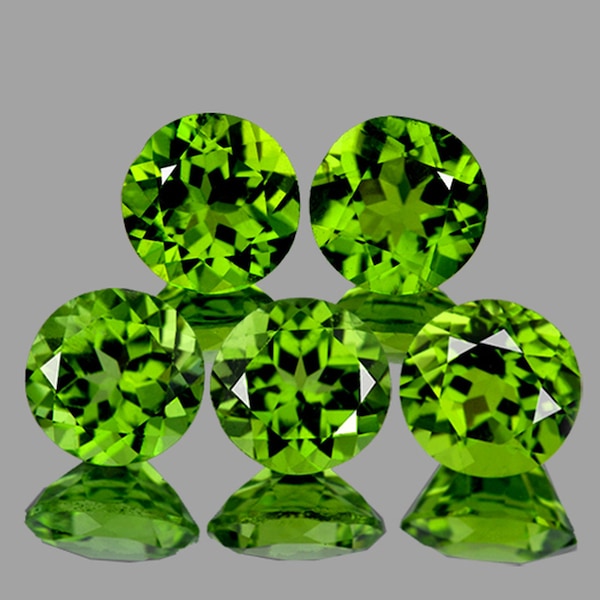 Green Peridot Round 6.00 mm 5 pieces, Flawless-VVS Clarity, Natural Loose Gemstone for Jewelry