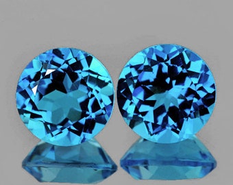 9.00 mm 2 Stück Runde Brilliant Cut AAA Feuer Natürliche Intensive Schweizer Blau Topas {Flawless-VVS}, Natürlicher Loser Edelstein für Schmuck
