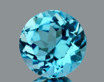 Baby Schweizer Blautopas Runde 8.00 mm 1 Stück, Flawless-VVS Clarity, Natürlicher Loser Edelstein für Schmuck