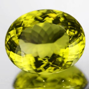 Green Gold Lemon Quartz 88.70 carat Oval 32x26 mm, Flawless-VVS Clarity, Natural Loose Gemstone, Faceted Gemstone