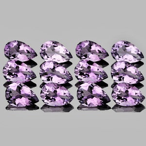9x6 mm 12 pcs Pear AAA Fire Natural Pink Purple Amethyst {Rose De France) {Flawless-VVS1}