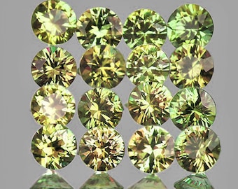 2.20 mm 16 pcs Round Machine Cut Extreme Brilliancy Golden Green Sapphire Natural {Flawless-VVS}