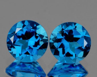 9,00 mm 2 Stück AAA Feuer Intense AAA Swiss Blue Topas VVS Clarity, Natürlicher Loser Edelstein für Schmuck