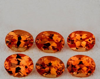 Orange Spessartite Garnet Oval 4x3 mm 6 pieces, {Flawless-VVS Clarity}, Natural Loose Gemstone, UnHeated/Untreated Garnet from Nigeria