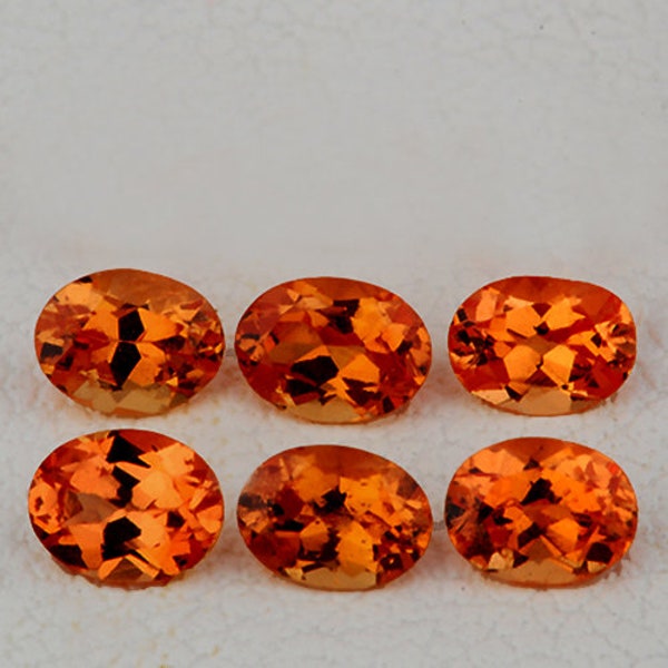Orange Spessartite Garnet Oval 4x3 mm 6 pieces, {Flawless-VVS Clarity}, Natural Loose Gemstone, UnHeated/Untreated Garnet from Nigeria