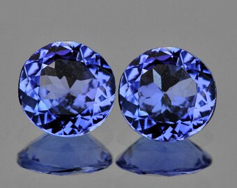 1.76 carat 2 pieces Round 6.00 mm AAA Fire Natural Purple Blue Tanzanite {Flawless-VVS Clarity}