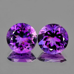 7.00 mm 2 pieces Round AAA Fire Intense AAA Purple Amethyst Natural  (Flawless-VVS)