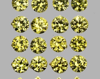 Canary Yellow Sapphire 1.50 mm 60 pieces Round Brilliant Cut, Flawless-VVS Clarity, Natural Loose Gemstone, Melee Sapphire, Accents Stones