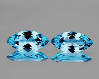 14x7 mm 2 pieces Marquise Brilliant Cut AAA Fire Natural Sky Blue Topaz (Flawless-VVS), Natural Loose Gemstone for Jewelry