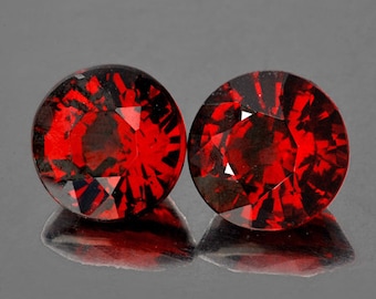 5.00 mm 2 pieces AAA Fire Natural Red Spessartite Garnet (Flawless-VVS) , Natural Loose Gemstone, UnHeated Spessartite from Nigeria