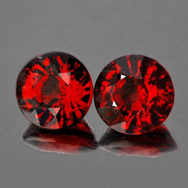 5.00 mm 2 pieces AAA Fire Natural Red Spessartite Garnet (Flawless-VVS) , Natural Loose Gemstone, UnHeated Spessartite from Nigeria