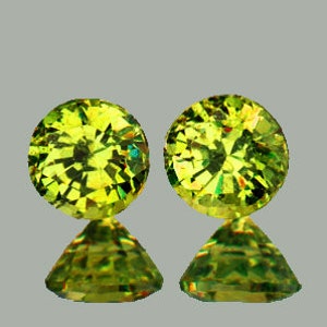 3.00 mm 2 pieces Round AAA Rainbow Sparkles Natural Yellow Green Demantoid Garnet {Flawless-VVS}
