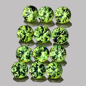 2.50 mm 12 pcs Round Brilliant Cut AAA Fire Natural Green Demantoid from Russian, Untreated Stone from Russia, Collection Stone