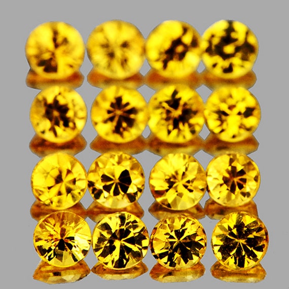 Yellow Sapphire Mm 19 Pieces Round Diamond Cut, Flawless-vvs