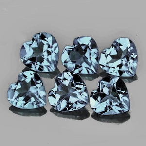 3.50 mm 6 pieces Heart Brilliant Cut AAA Fire Natural Blue Aquamarine { Flawless-VVS }