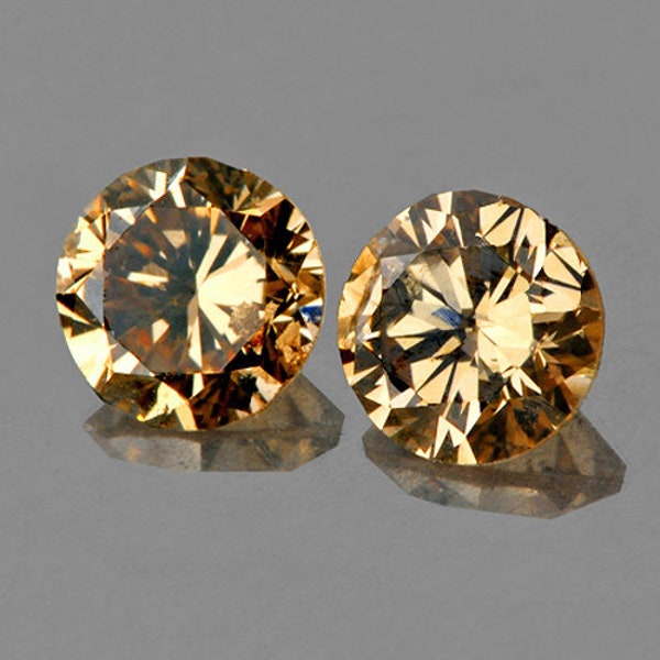 Natural Champagne Diamond 1.80 mm 2 pieces Round Brilliant Cut, Natural Loose Diamond, Unheated/Untreated Diamond