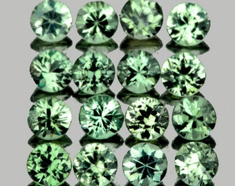 Green Sapphire 1.90 mm 25 pieces Round Diamond Cut, Flawless-VVS Clarity, Natural Loose Gemstone for Jewelry