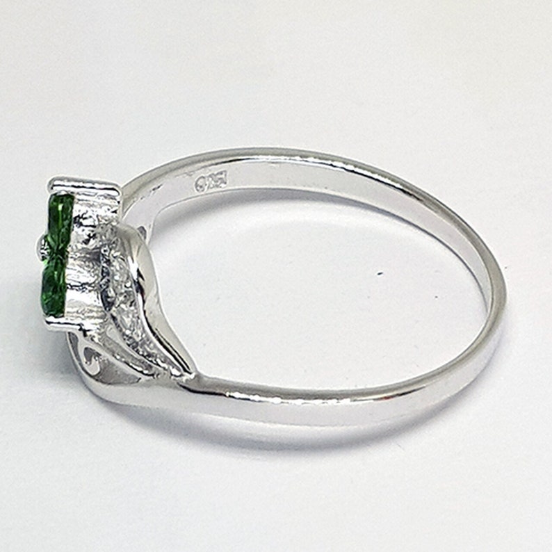 chrome green diopside jewelry Natural Green Diopside Ring Rhodium Finish natural diopside ring 925 sterling silver green gemstone ring