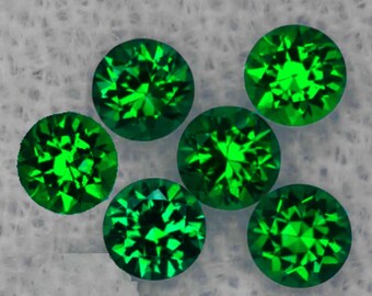 3.20 mm 6 pieces Round Brilliant Cut AAA Fire Premium Emerald Green Tsavorite Garnet Natural ( Flawless-VVS )