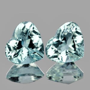 5.50 mm 2 pieces { 1.51 carat } Heart Brilliant Cut AAA Fire Natural Blue Aquamarine {Flawless-VVS}