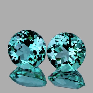 6,00 mm, 2 Stück, rund, brillant, maschinengeschliffen, bester AAA-Feuer-natürlicher Paraiba-Blau-Apatit {Flawless-VVS}, ungeheizter Apatit aus Madagaskar