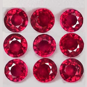 Rubis rouge naturel Fire Natura rond AAA de 3,00 mm (6 pièces, pureté VVS)