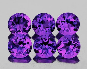 6.00 mm 6 pieces Round Brilliant Cut AAA Fire Intense Purple Amethyst Natural ( VVS Clarity )