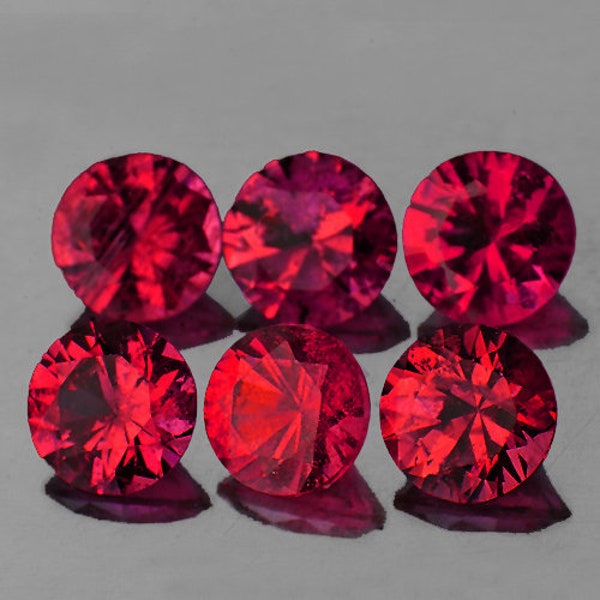 2.60 mm 6 pcs Round Diamond Cut AAA Fire Pigeon Blood Red Ruby Mogok Natural