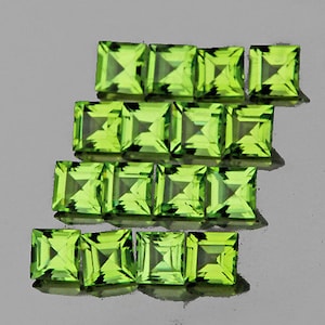 Natural Green Peridot Square 2.50 mm 25 pieces { Flawless-VVS } , Natural Loose Gemstone, Best Cutting Excellent Luster