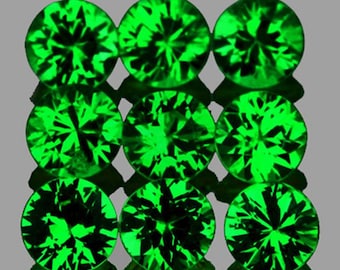 3.00 mm 9 pieces Round Brilliant Cut AAA Fire Premium Emerald Green Tsavorite Garnet Natural ( Flawless-VVS )