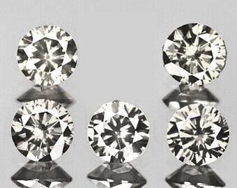 Pair Natural Champagne Diamond Loose Faceted Stones - 3mm Round Each