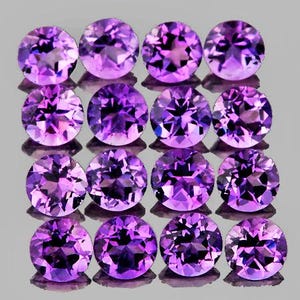 2.50 mm 50 pieces Round Brilliant Cut AAA Fire AAA Purple Amethyst Natural (Flawless-VVS)