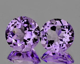 Purple Amethyst Round 7.00 mm 2 pieces, Flawless-VVS Clarity, Natural Loose Gemstones for Jewelry