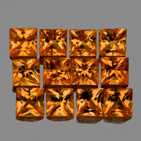 Golden Yellow Sapphire Square Princess Cut 2.30 mm 12 pieces , Flawless-VVS Clarity, Natural Loose Gemstone for Jewelry