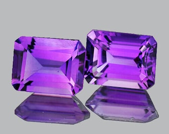 8x6mm 2 pieces Octagon AAA Fire Natural Intense Purple Amethyst (Flawless-VVS)