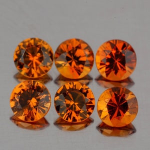 3.20 mm 6 piece Round Diamond Cut Natural Mandarin Orange Spessartite Garnet {Flawless-VVS} , UnHeated/Untreated Garnet from Nigeria