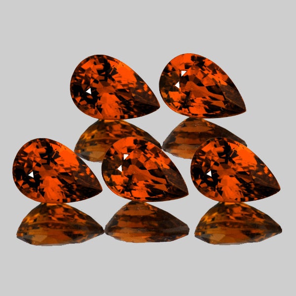 5x3 mm 9 piece Pear Cut Intense Mandarin Orange Spessartite Garnet Natural {Flawless-VVS} , UnHeated/Untreated Garnet from Nigeria