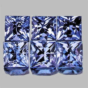 3.20 mm 6 pieces { 1.51 carat } Square Machine Princess Cut Extreme Brilliancy Natural Ceylon Blue Sapphire { Flawless-VVS Clarity }