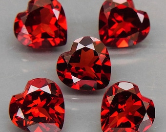 6.00 mm 5 pcs Heart AAA Fire Intense Red Mozambique Garnet Natural{Flawless-VVS1)