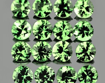 2.00 mm 20 pieces Round Machine Brilliant Cut Extreme Brilliancy Natural Green Sapphire {Flawless-VVS}