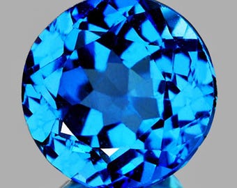 9,00 mm runder Brilliantschliff AAA Feuer natürliche intensive Schweizer Blautopas {Flawless-VVS Clarity}