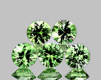 3.50 mm 5 pieces Round Brilliant Machine Cut Extreme Brilliancy Natural Green Sapphire {Flawless-VVS}