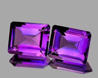 11x9mm 2 pieces Octagon AAA Fire Natural Intense Purple Amethyst (Flawless-VVS)