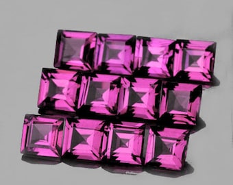 3,50 mm 12 piezas Cuadrado AAA Fuego Natural Rosa Púrpura Granate Rodolita { Claridad Flawless-VVS }